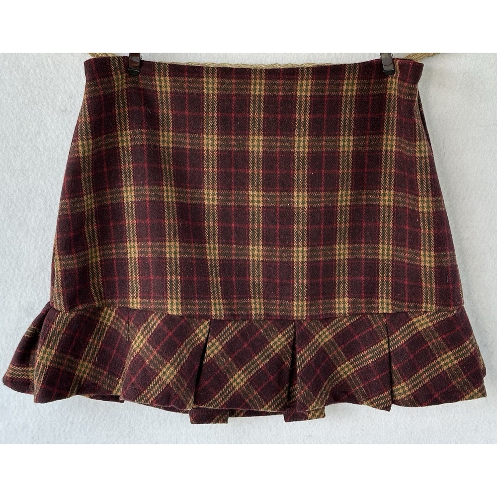 Kirious Wool Blend Mini Skirt Dark Academia Plaid Lined Sz M Geek Secretary